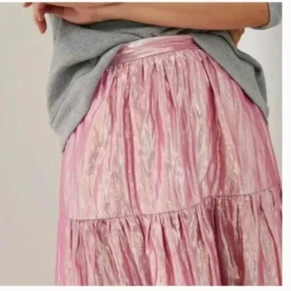 ⭐️ 🌻 Maeve Alicia Peasant Metallic Hippie Hipster Chic Classy Boho Maxi Skirt - Picture 2 of 3